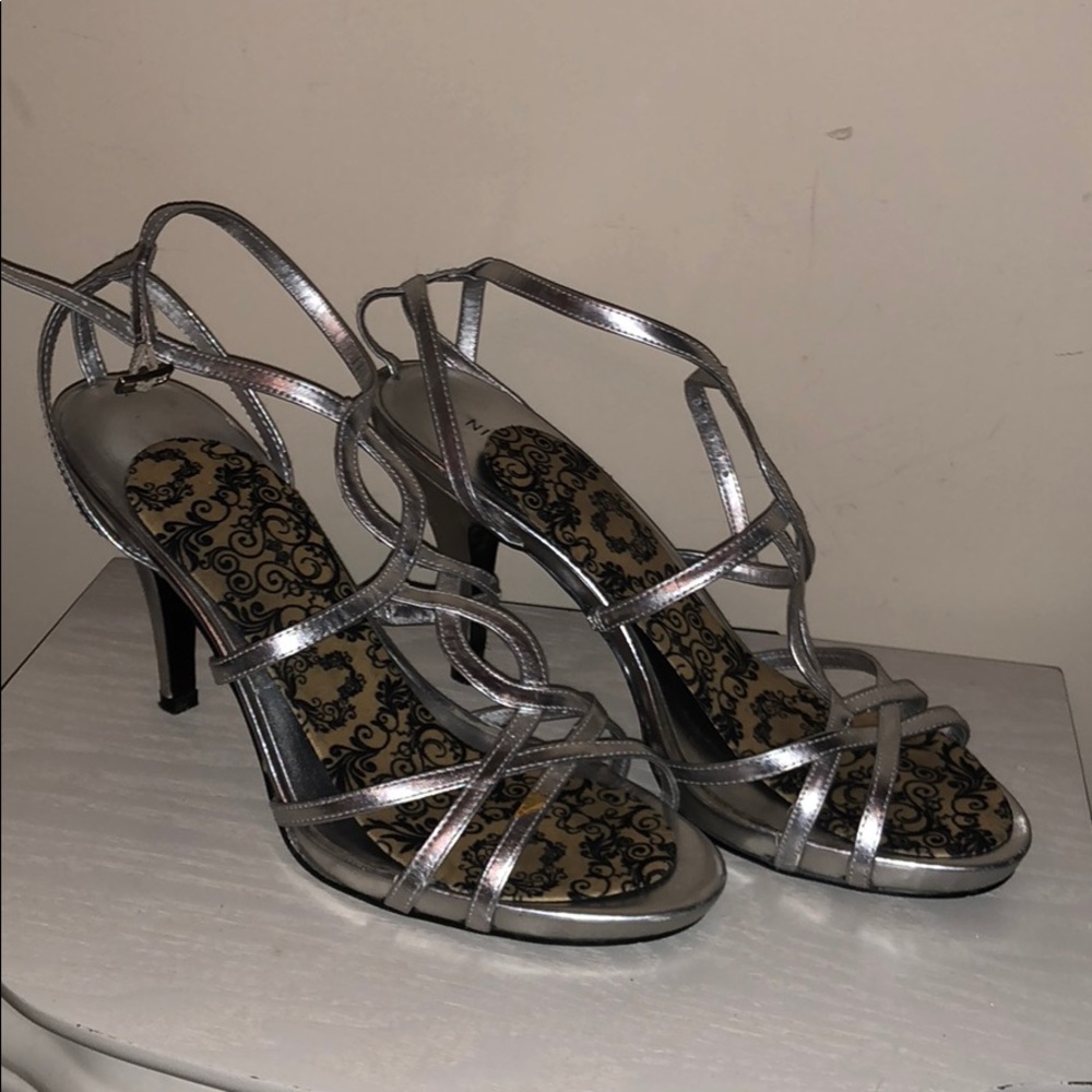 Nine West silver heels